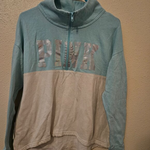 🔴4/25$🔴VS PINK Colorblock Quarter-Zip Sweatshirt - Picture 1 of 3